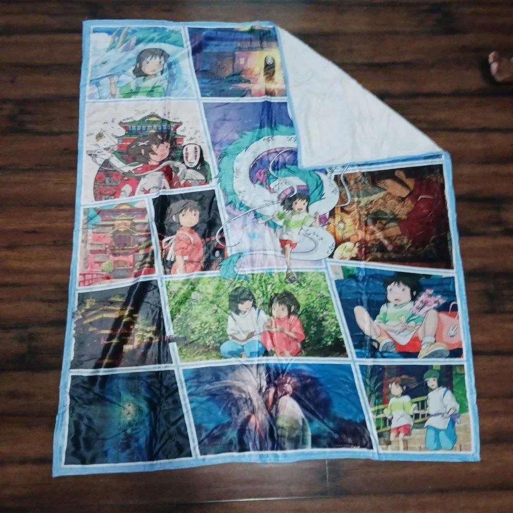 Studio Ghibli Spirited Away Anime Collage Throw Blanket 60x50 Haku No-Face